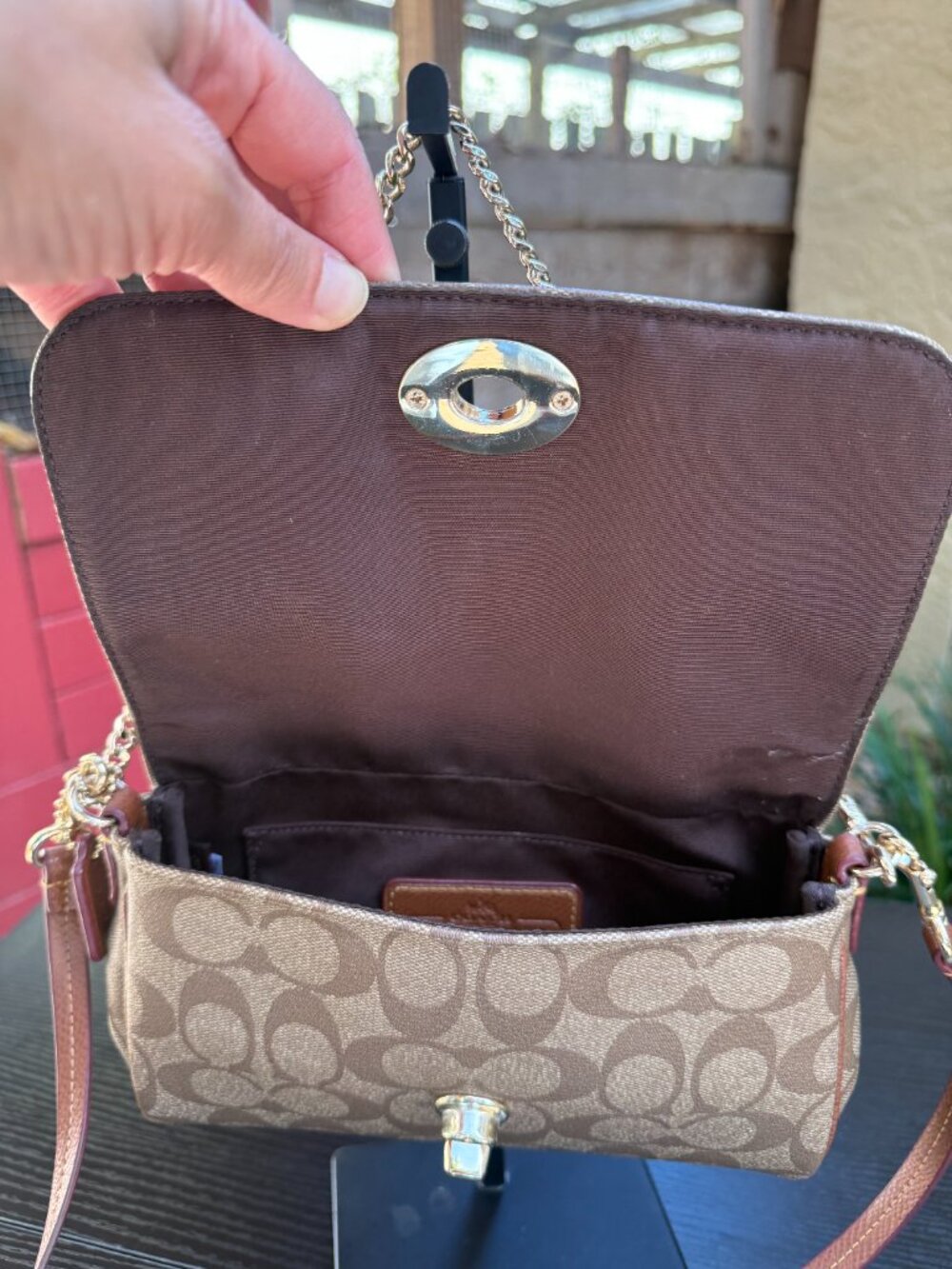 Coach Mini Ruby Crossbody Shoulder Bag w/ Gold Chain Monogram Canvas Leather - Picture 13 of 16